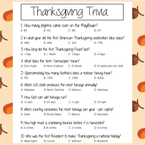 175 best thanksgiving day trivia free printable 2024 – Artofit
