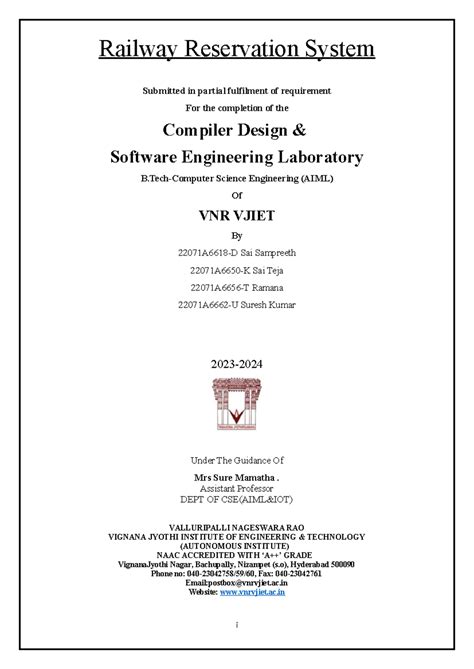 Railway Reservation System Project - CD&SE01 - B.Tech CSE(AIML) - Studocu