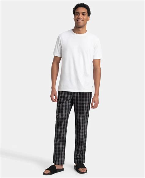 Buy Super Combed Cotton Woven Fabric Regular Fit Checkered Pyjama with ...