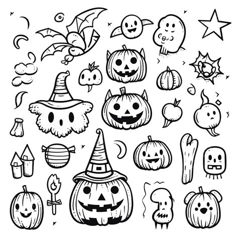 Ilustração Em Vetor De Rabiscos De Halloween Desenhados à Mão PNG ...