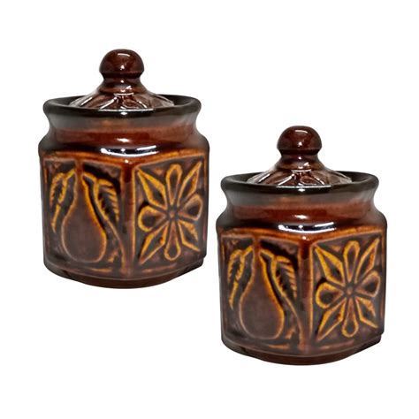 Buy ST Ceramic Brown Colour Hand Painted Multi-Use Storage Ceramic LW ...