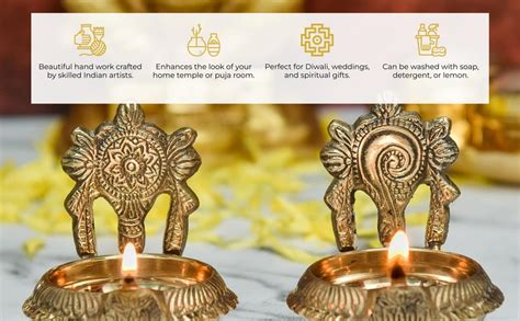 Buy Bhimonee Decor Pure Brass Shanku Chakra kuber Diya, 3 inches, Brass ...
