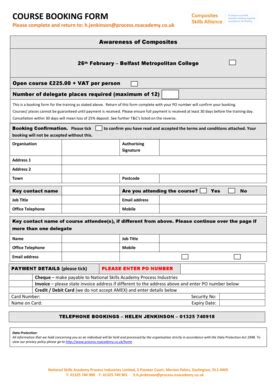 Fillable Online Awareness of Composites Booking Form NI Fax Email Print ...