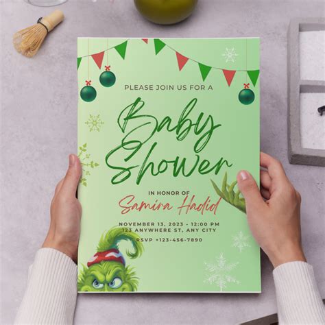 Grinch Baby Shower Invitation Template | Grinchmas Whoville Baby Showe ...