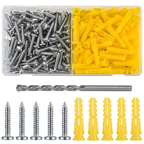 Snapklik.com : 200 Pcs Concrete Wall Anchors And Screws, Super Yellow ...