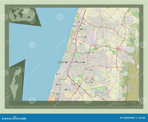 Tel Aviv, Israel. OSM. Labelled Points of Cities Stock Illustration ...