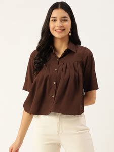 SLENOR Women Solid Casual Brown Shirt - Buy SLENOR Women Solid Casual ...