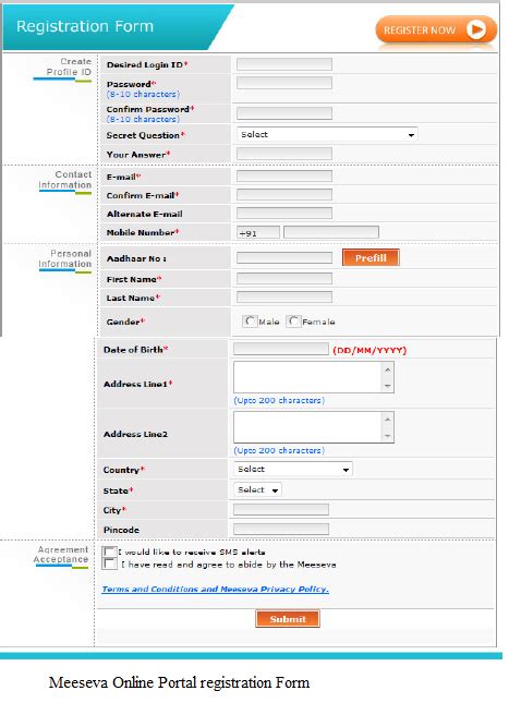 Meeseva Online Portal - User Registration Form | Vikaspedia - English ...