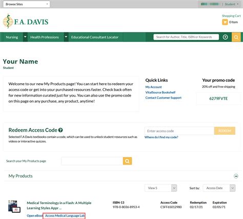 Student: Access Medical Language Lab - FA Davis Customer Support Center