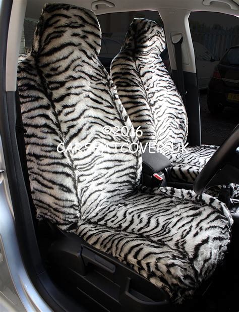 Carseatcover-UK Luxury Faux Fur Furry GREY TIGER Seat Covers - Fits ...