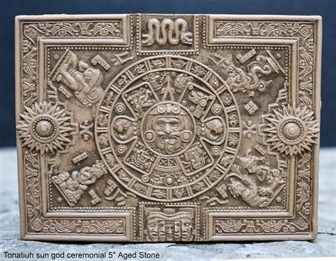 Aztec Mayan Tonatiuh Sun God Ceremonial Relief Sculpture Wall Plaque ...