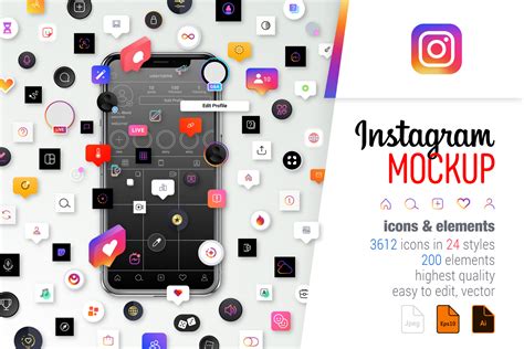 Instagram Icons Bundle, a Social Media Template by karnofff
