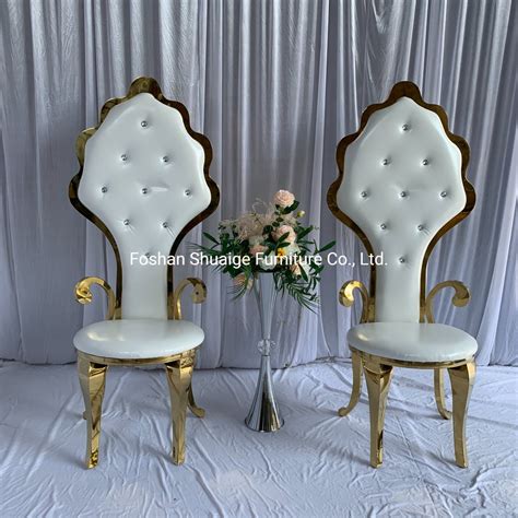 Wedding Furniture Luxury Design Gold Frame White Cushion Wedding Chair ...