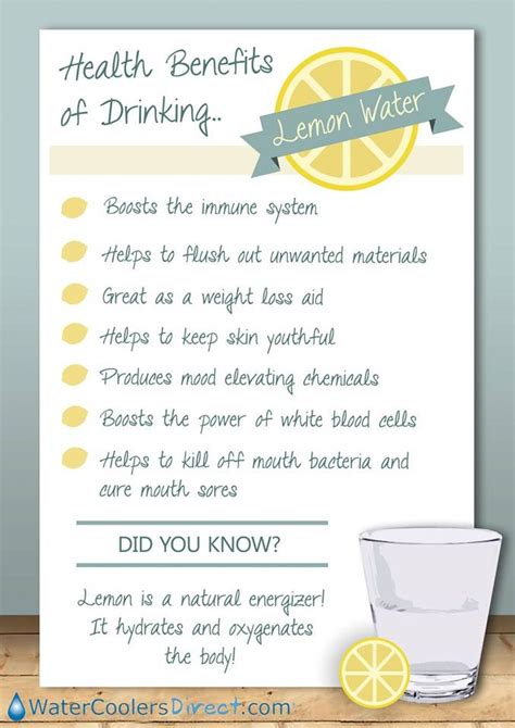 Health Benefits Of Drinking Lemon Water | Lemon water, Lemon water ...