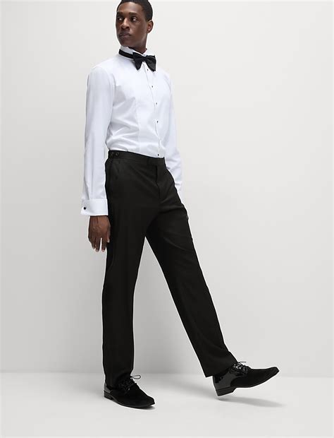 Buy Regular Fit Stretch Tuxedo Trousers at Marks & Spencer