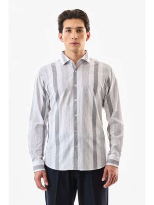 Buy Snitch White Stripes Full Sleeves Slim Formal Shirt (XS) Online