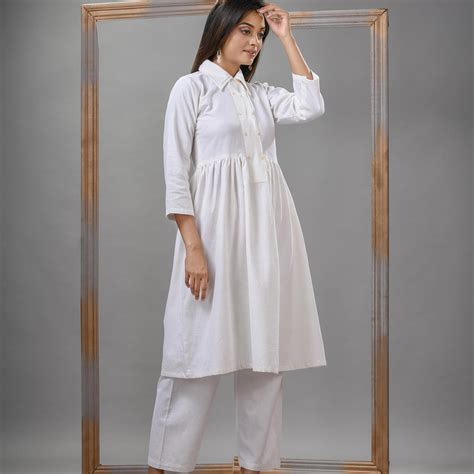 White Cotton Bengal Handwoven Kurta Set – angoshobha