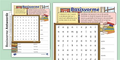 Basisvorme in Afrikaans Woordsoek Oefening