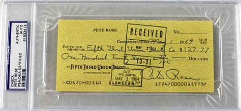 Lot Detail - Pete Rose Vintage Signed Bank Check (1964)(PSA Encapuslated)
