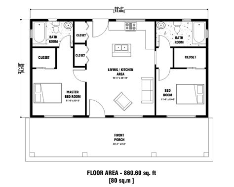 Modern Tiny House Plans 2 Bedroom & 2 Bathroom With Free | Etsy