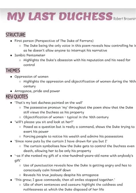 Simply explained: My last duchess poetry revision (English Literature ...