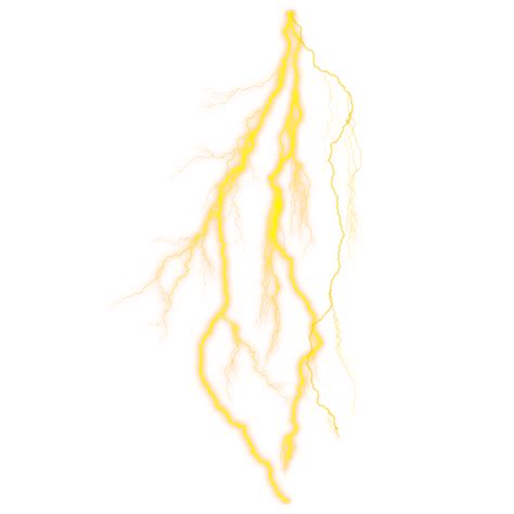 A glowing yellow lightning bolt isolated on transparent background ...