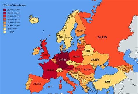 Number of words in each European country’s “history of” Wikipedia page : r/Maps