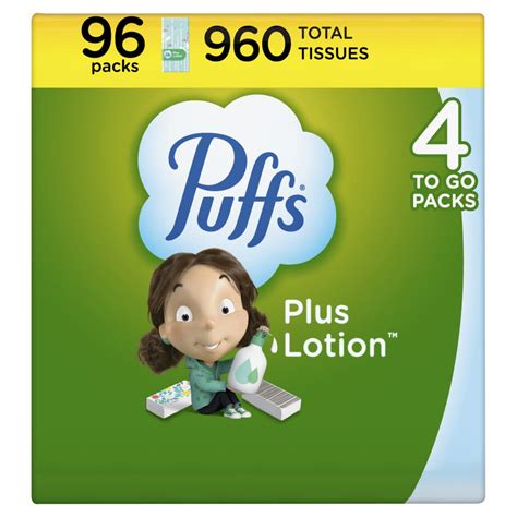 Buy Puffs Plus Lotion Facial Tissues, 96 To-Go Packs; 10 Tissues Per ...
