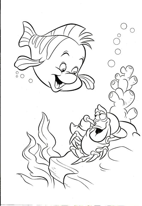 flounder and Sebastian | Mermaid coloring, Mermaid coloring pages ...