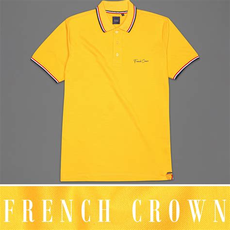 Sunglow Yellow Half Sleeves Super Soft Premium Polo Neck Cotton T-shirt ...