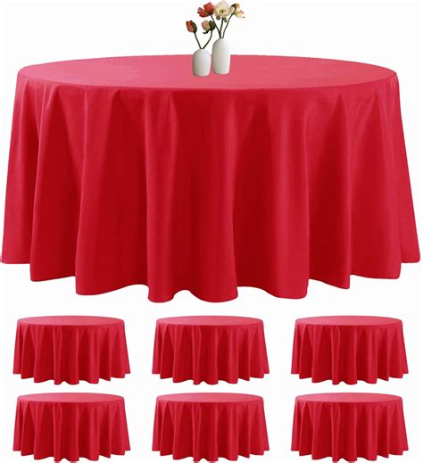 Amazon.com: luccido 6 Pack Round Tablecloth 120 Inches Red Table Cloth ...