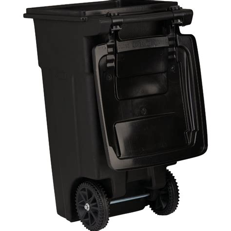 Toter 32 Gal. Black Outdoor Trash Can With Attached Lid and Wheels | Do ...