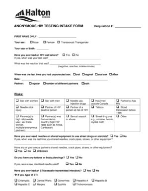 ANONYMOUS HIV TESTING INTAKE FORM - Catie - Fill and Sign Printable ...
