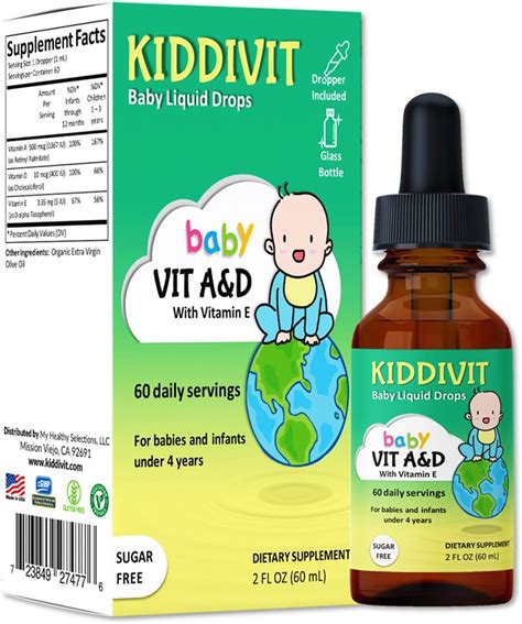 Amazon.com: Kiddivit Baby Vitamin A&D Liquid Drops with Vitamin E - 60 Daily Servings, 2 Fl Oz ...