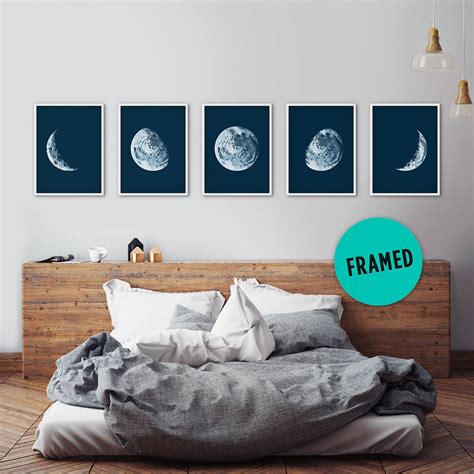 Moon Phases Framed Art Set Moon Posters Moon Phases Prints | Etsy