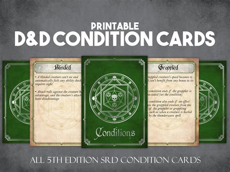 Dnd 5e Condition Cards | Printable Condition Cards | Instant Download ...