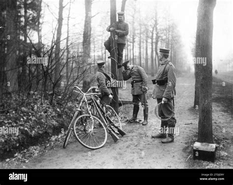 France, Argonne region, May 1915. Section of telephone operators using ...