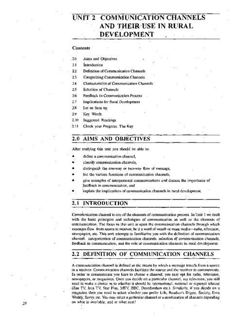 Communication Channels and Their Role in Rural Development (Unit 2 ...