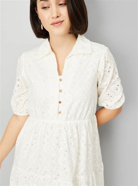 Buy Women Schiffli Embroidered Tiered Dress Online at just Rs. 1699.0 ...