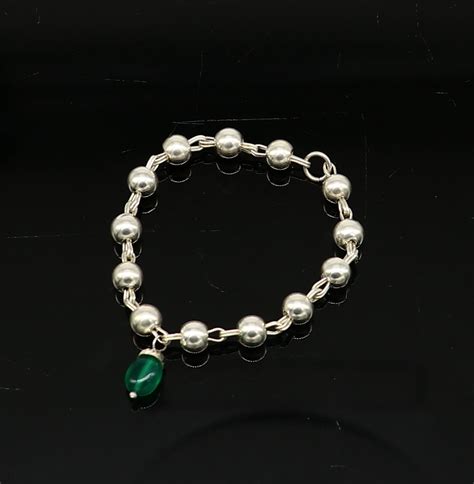 4" inches long handmade sterling silver beaded bracelet or necklace for ...