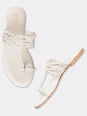 Buy Aurelia Yhite Woven Design Round Toe Flat Online