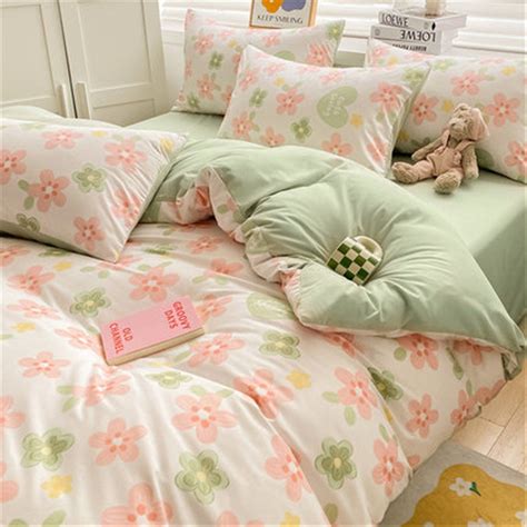 Fresh floral cotton duvet cover set cottagecore decor boy girl dorm ...
