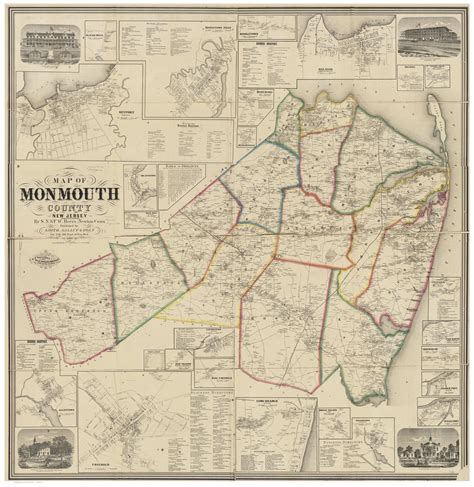 Monmouth County New Jersey 1861 - Old Map Reprint - OLD MAPS