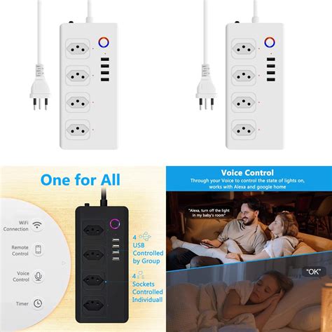 LANHSM Convenient Voice-Controlled Wifi ZigBee Smart Power Strip with ...