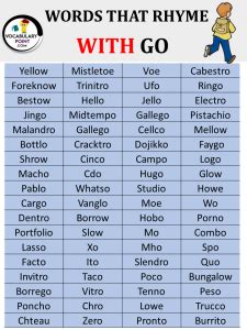 Words That Rhyme with Go - Vocabulary Point