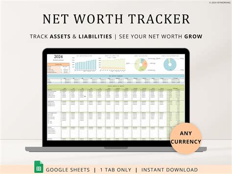 Net Worth Tracker Google Sheets Annual Net Worth Calculator Spreadsheet ...