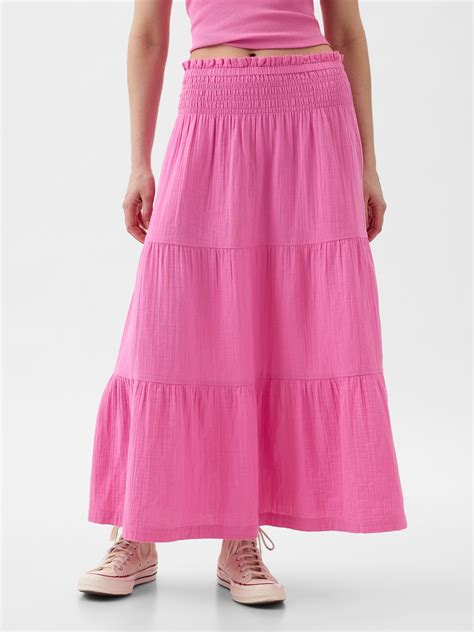 Crinkle Gauze Tiered Maxi Skirt | Gap