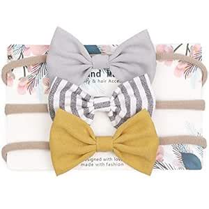 Ruffles & Bows Soft Nylon Headbands For Babies (Pack Of 3), Beige ...