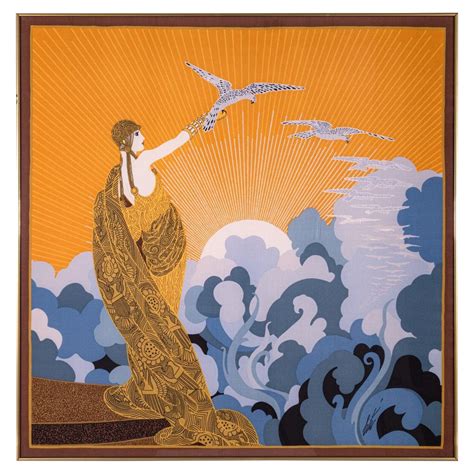 Erte "Dream Voyage" Art Deco Framed Silk Scarf For Sale at 1stDibs