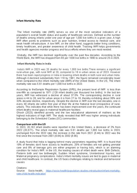 Infant Mortality Rate Analysis: A Comparative Study (IMR 2023) - Studocu